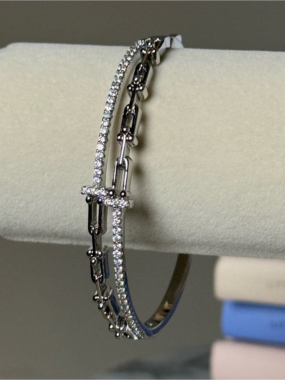 Goldoro 18k White Gold Layered & GF 8” Bangle. Brand New! #430